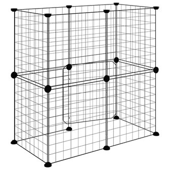 Vrijloophok met deur 12 panelen 35x35 cm staal zwart 7