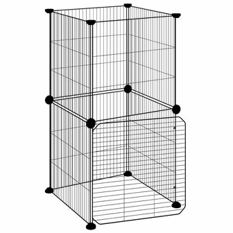 Vrijloophok met deur 8 panelen 35x35 cm staal zwart 2