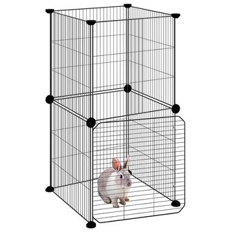 Vrijloophok met deur 8 panelen 35x35 cm staal zwart 3
