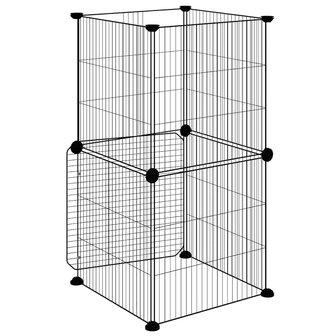 Vrijloophok met deur 8 panelen 35x35 cm staal zwart 7