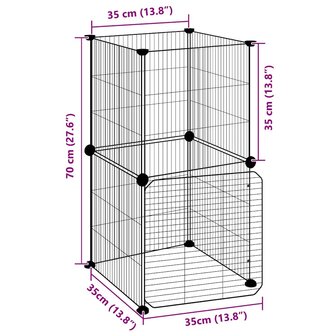 Vrijloophok met deur 8 panelen 35x35 cm staal zwart 9