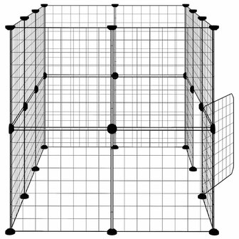 Vrijloophok met deur 20 panelen 35x35 cm staal zwart 6