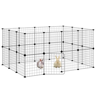 Vrijloophok met deur 28 panelen 35x35 cm staal zwart 3