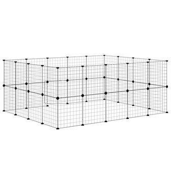 Vrijloophok met deur 36 panelen 35x35 cm staal zwart 7