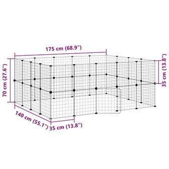Vrijloophok met deur 36 panelen 35x35 cm staal zwart 9