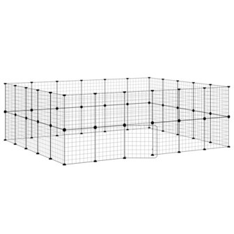 Vrijloophok met deur 44 panelen 35x35 cm staal zwart 2