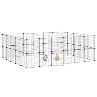 Vrijloophok met deur 44 panelen 35x35 cm staal zwart 3