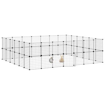 Vrijloophok met deur 52 panelen 35x35 cm staal zwart 3