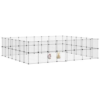 Vrijloophok met deur 60 panelen 35x35 cm staal zwart 3