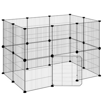 Vrijloophok met deur 20 panelen 35x35 cm staal zwart 2