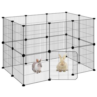Vrijloophok met deur 20 panelen 35x35 cm staal zwart 3
