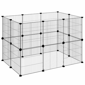 Vrijloophok met deur 20 panelen 35x35 cm staal zwart 4