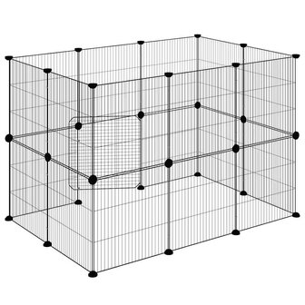 Vrijloophok met deur 20 panelen 35x35 cm staal zwart 7