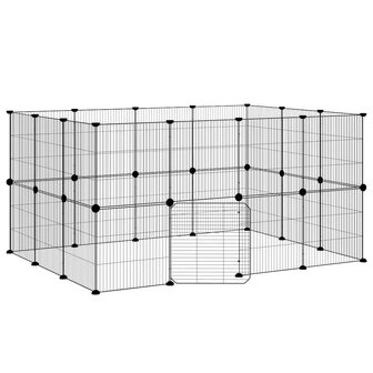 Vrijloophok met deur 28 panelen 35x35 cm staal zwart 2