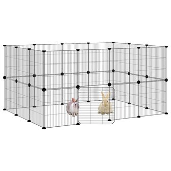 Vrijloophok met deur 28 panelen 35x35 cm staal zwart 3
