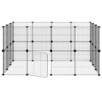 Vrijloophok met deur 28 panelen 35x35 cm staal zwart 5