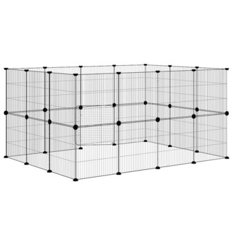 Vrijloophok met deur 28 panelen 35x35 cm staal zwart 7