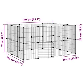 Vrijloophok met deur 28 panelen 35x35 cm staal zwart 9