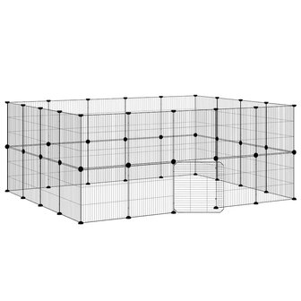 Vrijloophok met deur 36 panelen 35x35 cm staal zwart 2
