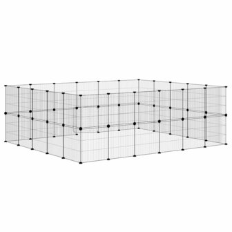 Vrijloophok met deur 44 panelen 35x35 cm staal zwart 7