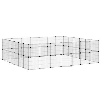 Vrijloophok met deur 52 panelen 35x35 cm staal zwart 2