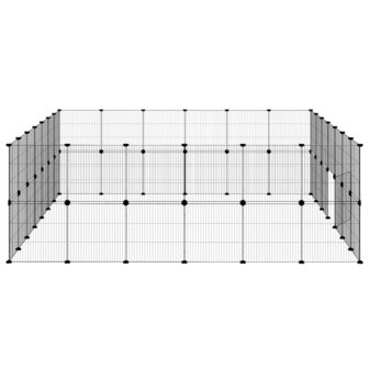 Vrijloophok met deur 52 panelen 35x35 cm staal zwart 6