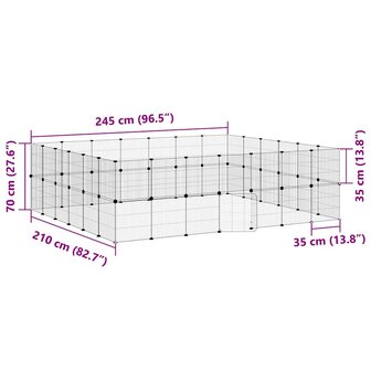 Vrijloophok met deur 52 panelen 35x35 cm staal zwart 9
