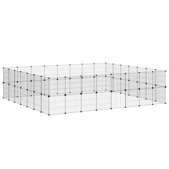 Vrijloophok met deur 60 panelen 35x35 cm staal zwart 4