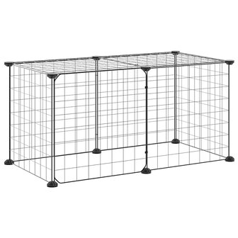 Vrijloophok met deur 8 panelen 35x35 cm staal zwart 3