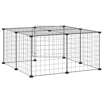 Vrijloophok met deur 12 panelen 35x35 cm staal zwart 6