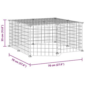 Vrijloophok met deur 12 panelen 35x35 cm staal zwart 8