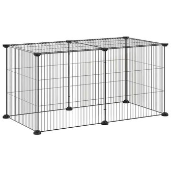 Vrijloophok met 8 panelen 35x35 cm staal zwart 2