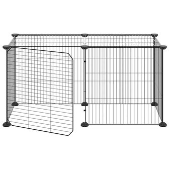 Vrijloophok met deur 8 panelen 35x35 cm staal zwart 4