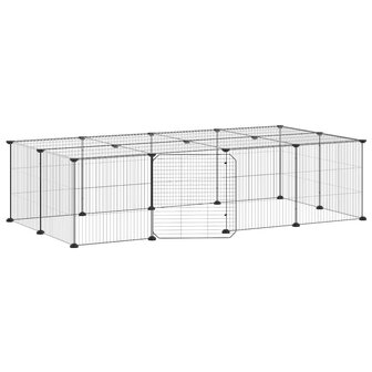 Vrijloophok met deur 20 panelen 35x35 cm staal zwart 2
