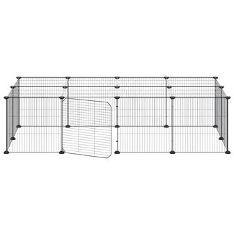 Vrijloophok met deur 20 panelen 35x35 cm staal zwart 4