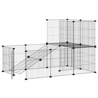 Vrijloophok met deur 20 panelen 35x35 cm staal zwart 3