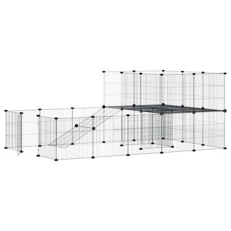 Vrijloophok met deur 36 panelen 35x35 cm staal zwart 3