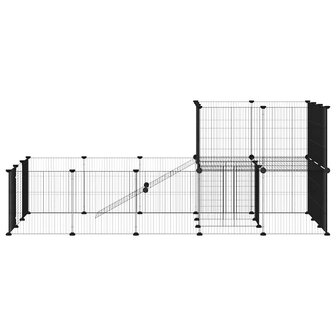 Vrijloophok met deur 36 panelen 35x35 cm staal zwart 4