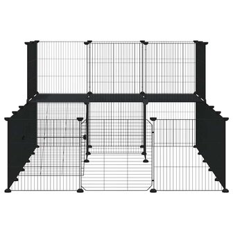 Vrijloophok met deur 36 panelen 35x35 cm staal zwart 5