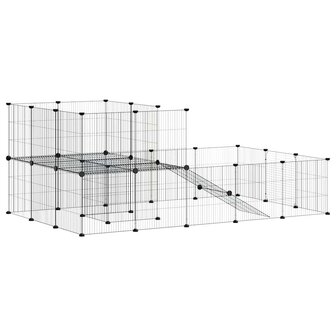 Vrijloophok met deur 36 panelen 35x35 cm staal zwart 6