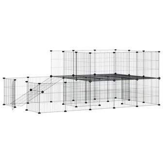 Vrijloophok met deur 44 panelen 35x35 cm staal zwart 3