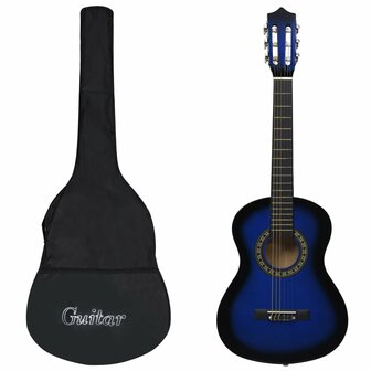 Gitaar klassiek beginner kinderen met tas 1/2 34" blauw 1