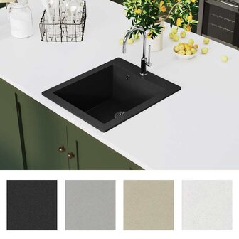 Spoelbak opbouw enkele bak graniet zwart 3