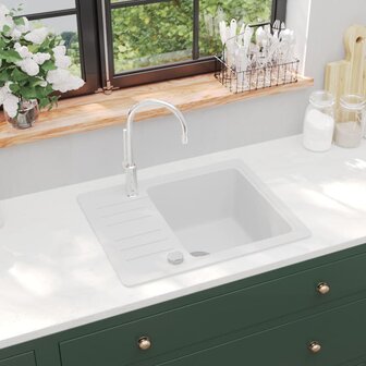 Spoelbak enkele bak graniet wit 1