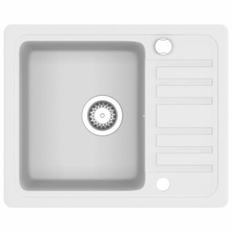 Spoelbak enkele bak graniet wit 2
