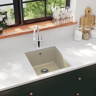 Spoelbak enkele bak graniet beige 1