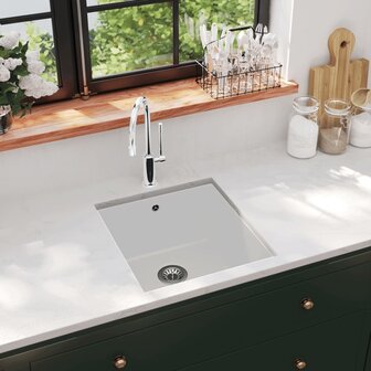 Spoelbak enkele bak graniet wit 1