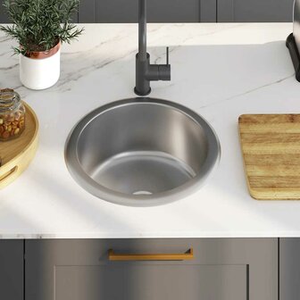 Spoelbak met afvoer en zwanenhals roestvrij staal 3