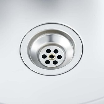 Spoelbak dubbele bak met afvoer en zwanenhals roestvrij staal 8