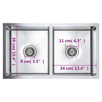 Spoelbak handgemaakt roestvrij staal 9